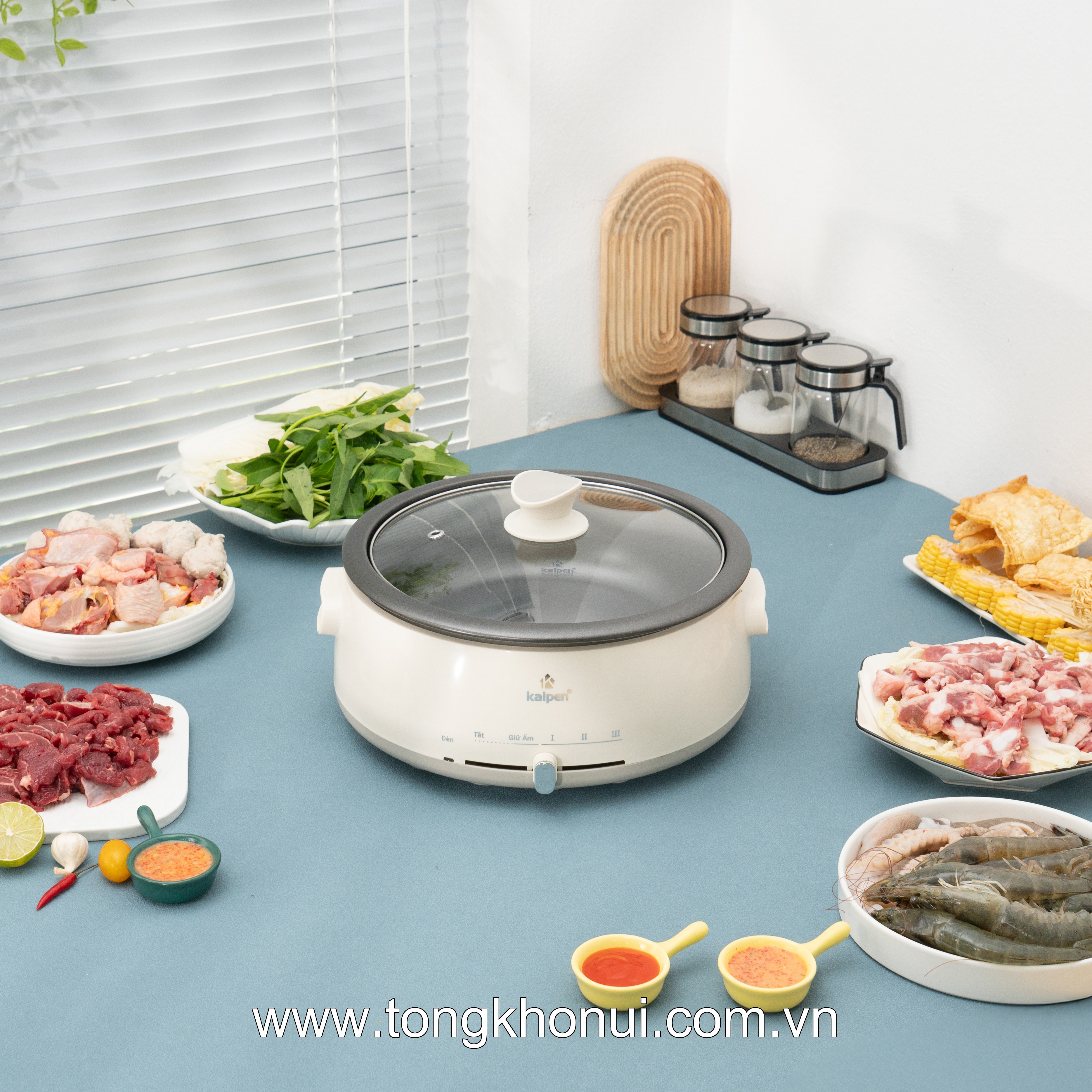 Nồi lẩu điện Kalpen 4L khay lẩu tháo rời, 1660W, P11 ảnh 2